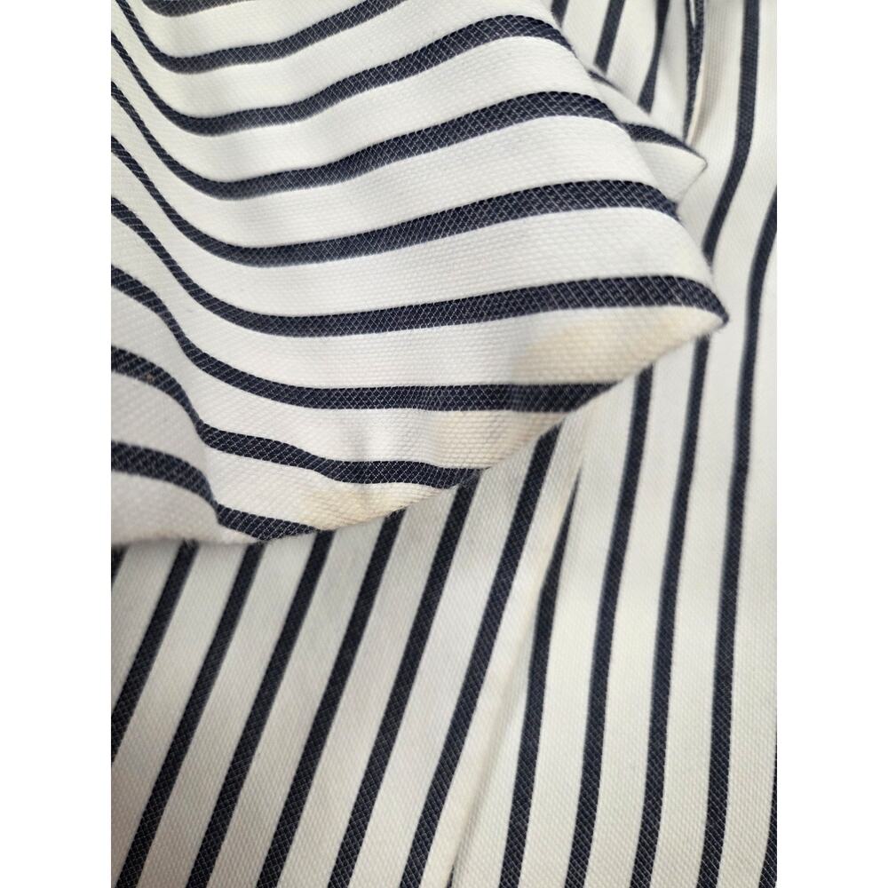 Cabi Blazer Retro Edgy Flared Bell Sleeve White Blue Striped Jacket Size 6 - Picture 3 of 7